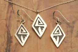 Hopi Indian Jewelry Sterling Silver Pendant and Earrings Set